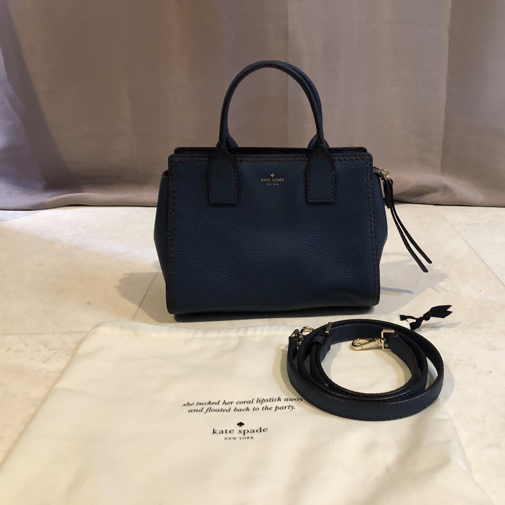 kate spade Navy Pebbled Leather Satchel